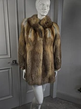 Real Red Fox Fur Midi Length Coat Jacket  Sz M