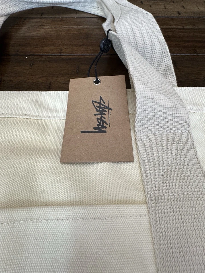 Bolso de Mano Stussy Extra Grande Lona Ropa de Trabajo Crema Latte Nuevo Foto 4 de 4