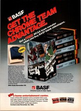 VINTAGE 1986 BASF T-120 VHS VIDEO TAPES PRINT AD