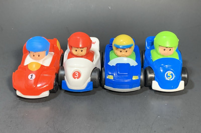 Fisher Price Wheelies Cars Vehicles Lot 4 Little People Racer Car Hot Wheels Set