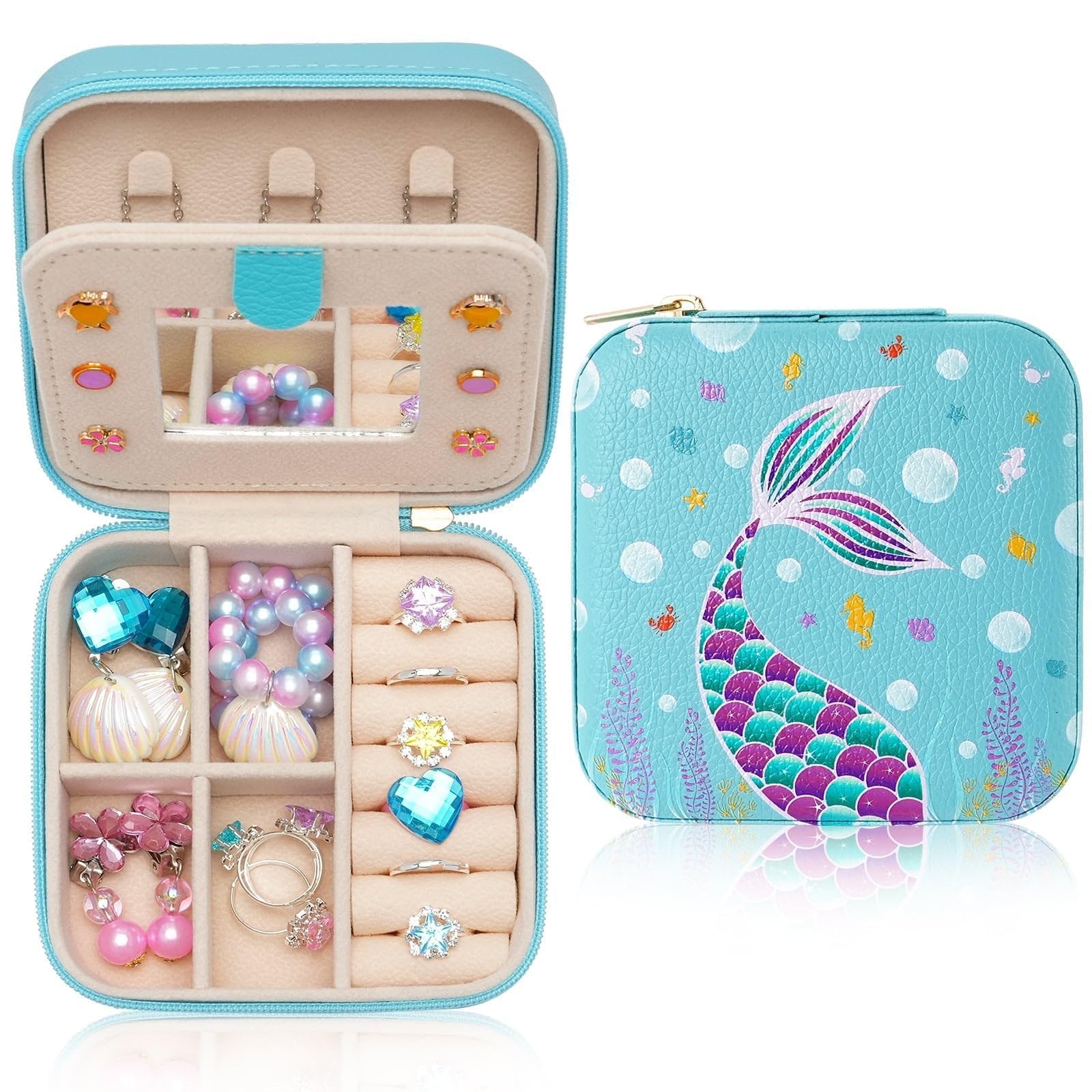 Boîte à bijoux sirène bleue cadeau idéal filles et voyage