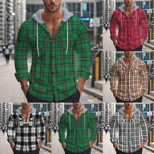 Chemise En Flanelle Sherpa Pour Hommes - Carreaux, Doublure Polaire, Manches Longues, Boutons - Veste D'Hiver Chaud, Style Lumberjack, Confortable