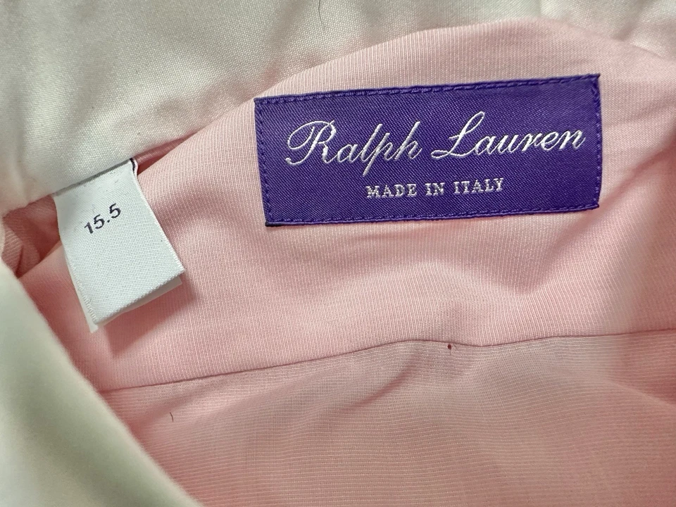 Camisa Esmoquin Ralph Lauren Etiqueta Púrpura Rosa Puño Francés Cuello Talla 15.5 Leer Desc Foto 4 de 4