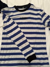 Pleasures Blue & White Striped Long Sleeve thermal Shirt