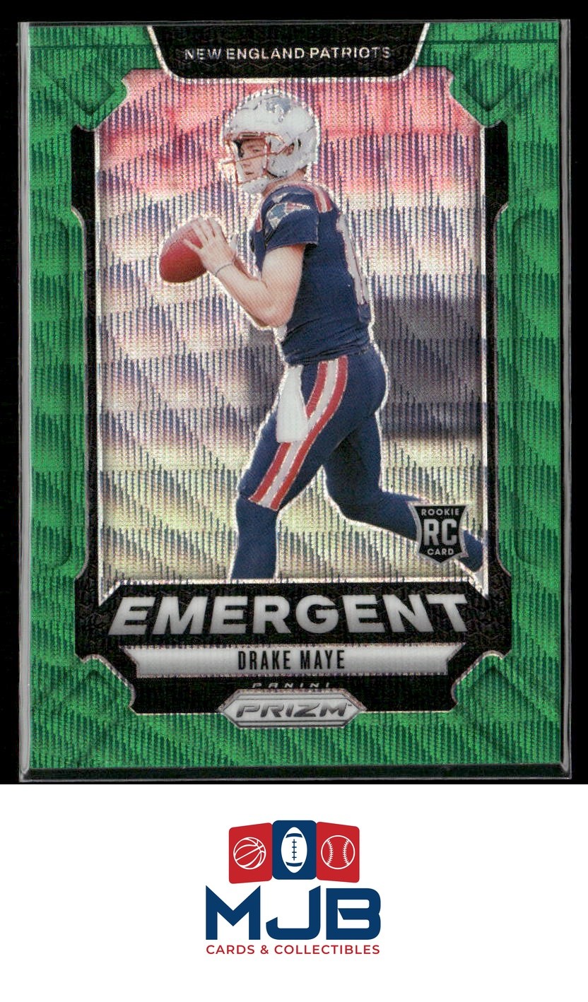 2024 Panini Prizm Drake Maye Emergent Green Wave Prizm Rookie #4 Patriots