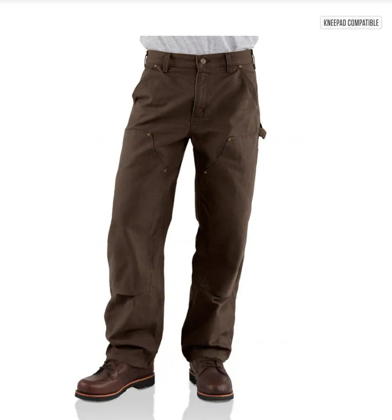 CARHARTT Loose Straight Washed Duck Double-Front Dungaree - Dark Brown NEW