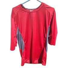 Nike Pro Combat Dri-FIT MLB Authentic Collection Red 3/4 Sleeve Shirt Mens XL