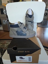 BNIB Start-Rite Boy Discover Grey Leather Boots - Size 9.5G New