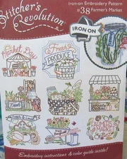 Stitcher's Revolution FARMER'S MARKET Country Embroidery Transfer Pattern 38 NEW