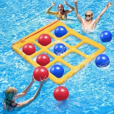 Pool Toys Games Set- Tic-Tac-Toe Inflatable Pool Toy W/ 10 Balls Adults Teens