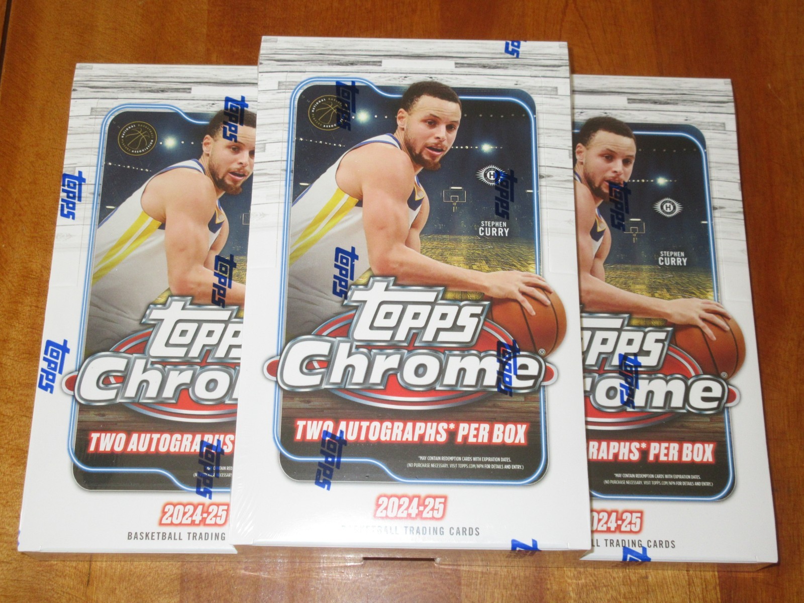 Lot of (3) 2024-25 Topps CHROME HOBBY BOX Basketball 2 AUTOS - NEW Sealed