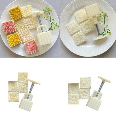 Hand-Pressure Moon Cake Molds Square Flower Cookie Stamps Moon Cake Maker