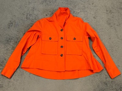 CAbi Tiger Lily Resort Button Front Jacket 5098 Orange High Collar Womens XS