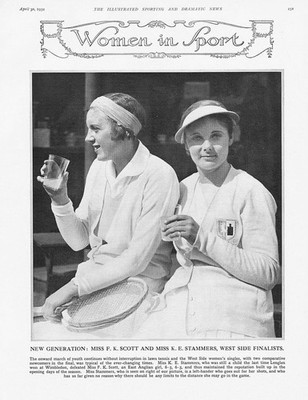 TENNIS Miss F.K Scott & Miss K.E Stammers - Vintage Print 1932