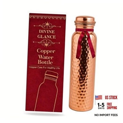 Premium Pure Water Bottle- 34 oz, Handcrafted Hammered Hammered Copper Water