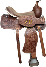 Leather Western Horse Saddle Handmade Barrel Racing Tooled Trail Tack Equestrian