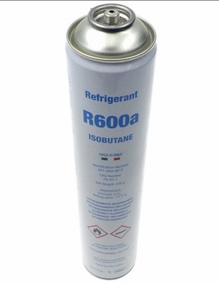 Kit Da 2 Bombole R600A Da 420 G Con Rubinetto A Sfera Angolare – Attacco 7/16 SAE X 1/4 M, Per Frigoriferi, Freezer E Cantinette