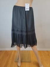 Vintage Charmode Tricot Nylon Pillowtab Black Half Slip Pleat/lace Det. Size XL