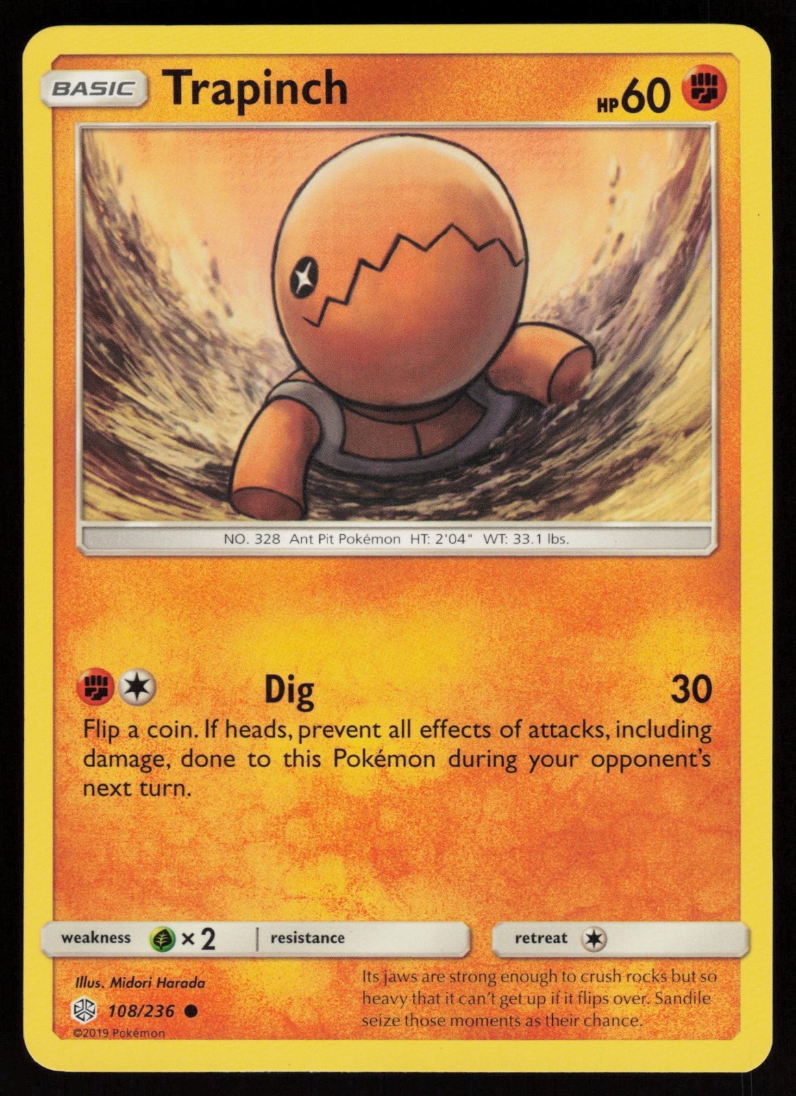 TRAPINCH 108/236 COMMON COSMIC ECLIPSE POKEMON NM/M