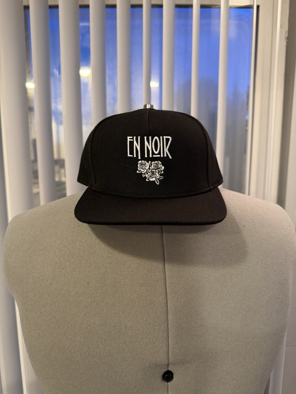 En Noir Black Nylon Strapback Hat Cap Streetwear Designer Embroidered Script