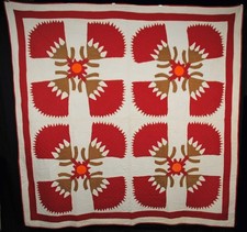 ANTIQUE 1870s FLORAL APPLIQUE QUILT
