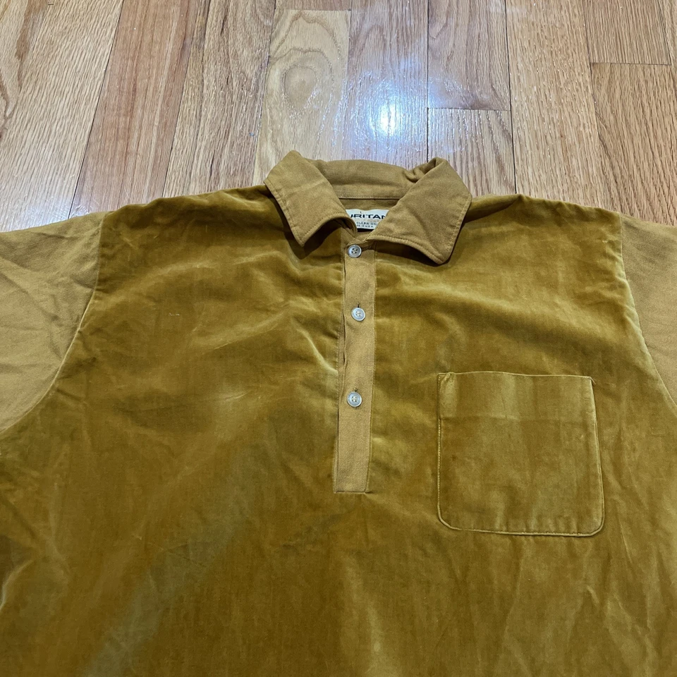 Camiseta masculina pulôver grande vintage anos 60 Puritan Ban Lon malha off white MOD - Imagem 2 de 4