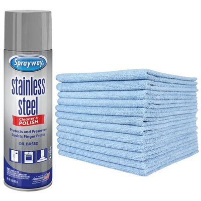 #ad #ad Sprayway Stainless Steel Cleaner amp; Polisher With 12x12 Microfiber Cloths Blue $14.99