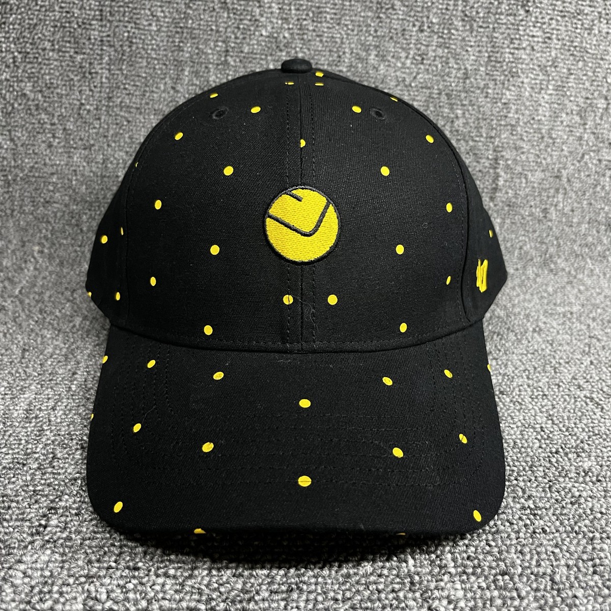 '47 Brand Clean Up Hat Black Yellow Polka Dot Smiley Face Adjustable Cap
