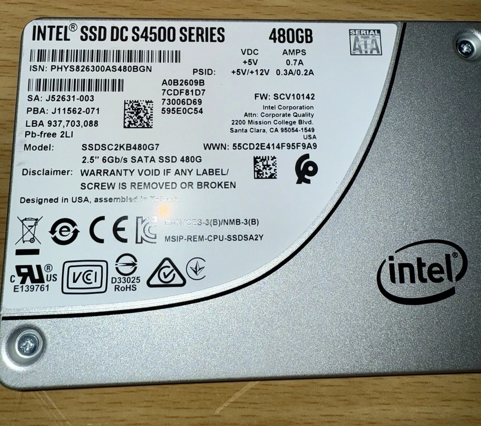 全新英特尔 DC S4500 系列 480GB SATA 6Gb/s 2.5 英寸固态硬盘 SSDSC2KB480G7 — 第 4/4 张图片