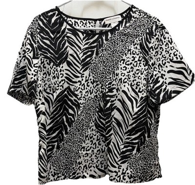Drapers & Damon s Petites Mixed Animal Print Top   Size PM