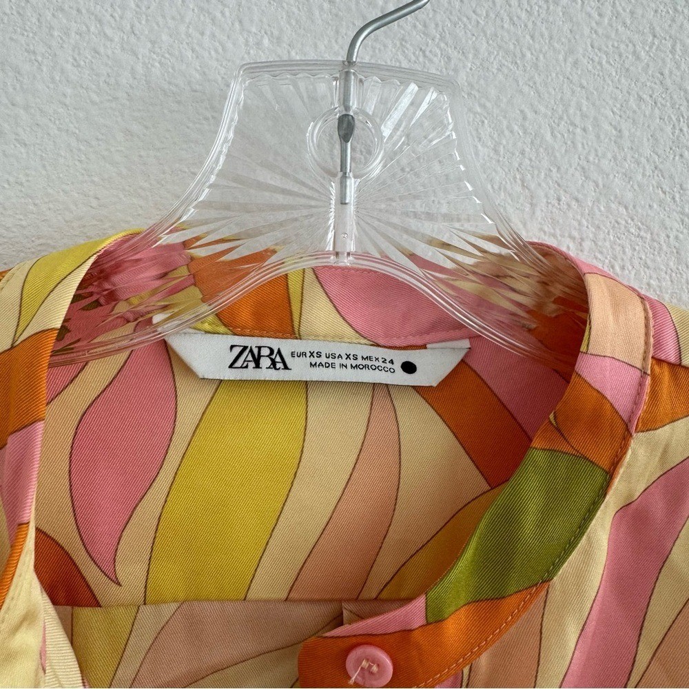 Zara Multicolor Abstract Patterned Button Blouse … - image 3