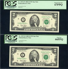 Fr. 1937-I* (I* Block) 2003 $2 Minneapolis Notes PCGS 66 PPQ & 67 PPQ Sequential
