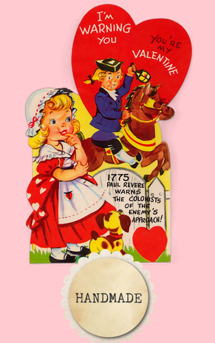 Vintage Style Valentine Card, 1775 Paul Revere/Colonists "I'M WARNING YOU"