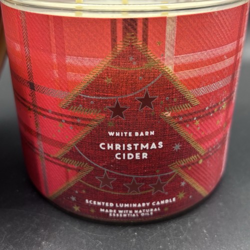 Bath & Body Works Christmas Cider 3 Wick Candle 14.5 oz Cinnamon White Barn - Picture 4 of 15