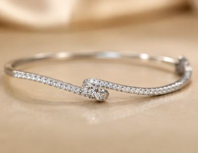 4Ct Open Cuff Bracelet with Bangle Bracelet Lab-Created 14K White Gold Plated