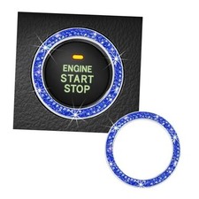 Bling Crystal Double Rhinestone Car Engine Start Decoration 1 PC Dark Blue