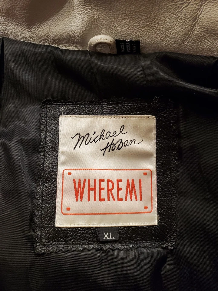 Michael Hoban Vintage WhereMi Leather Bomber USA Flag Jacket Mens Size XL 1990s - Image 2 of 4