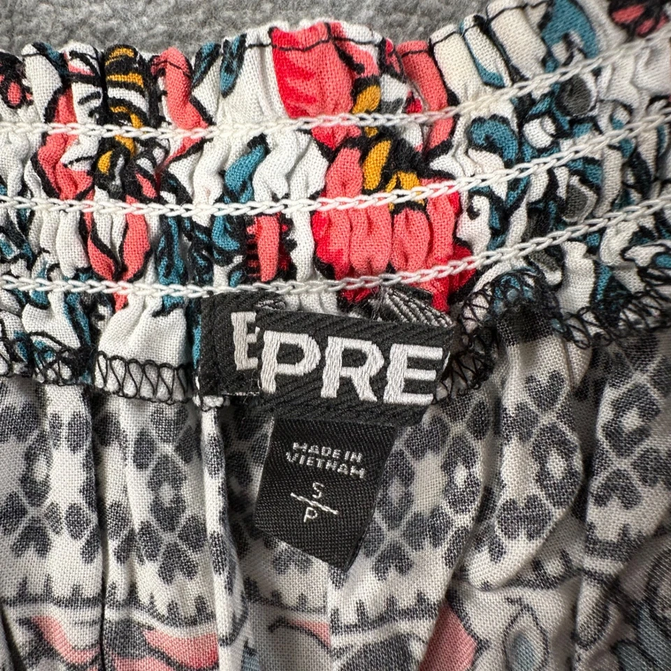 Pantalones Cortos Mameluco Express Fuera del Hombro Para Mujer Pequeños Floral Corbata Cintura Pierna Ancha Azul Foto 4 de 4