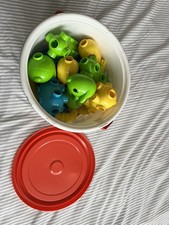 Tomy Popoids Vintage 80s Bendy Toy Animals Original Large Tub w/ Handle Japan