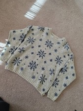 Vintage Woolrich Sweater Women L Snowflake Pullover Crewneck Winter Scene Warm