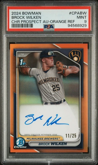2024 Bowman Brock Wilken Orange Refractor 1st Chrome Auto 11/25 PSA 9 Pop 4