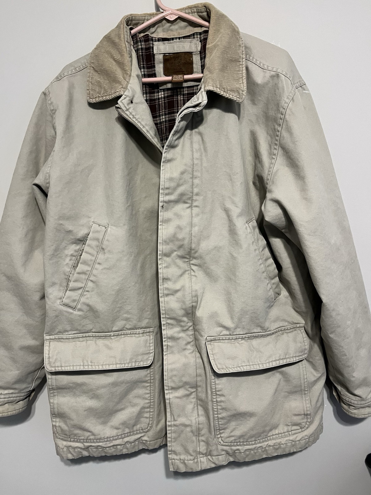 Faded Glory Jacket Mens 42/44 L Brown Flannel Lined Originals Barn