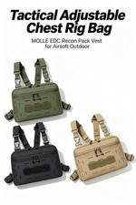 Tactical Adjustable Chest Rig Bag MOLLE EDC Recon Pack Vest for Airsoft Outdoor