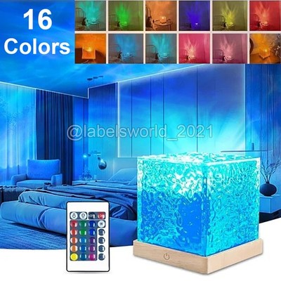 Ocean Wave Projector Lamp Aurora LED Night Light 16 Colors with Remote Control