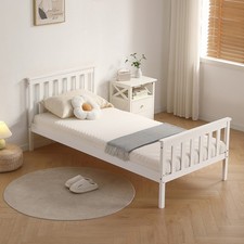 Single Bed in White 3ft Single Bed Wooden Frame White