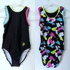 Plum Practicewear Gymnastics Leotard Flip Side Abstract Black Print Size CM