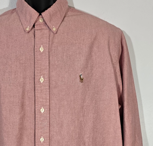 Ralph Lauren Classic Fit Button Down Shirt Men's 17 32/33 Pink 100% Cotton