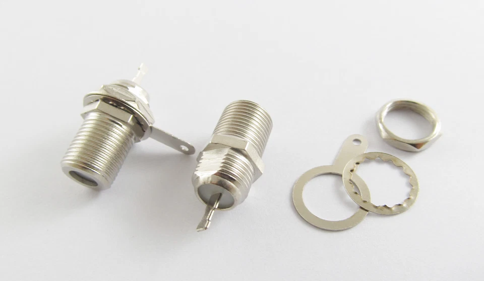 10x F Female Jack With Nut Bulkhead Sraight Deck Mount Clip Solder RF Connector - Image 2 of 4