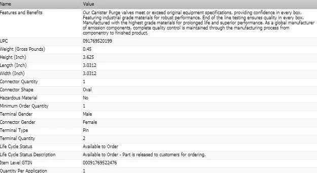SMP Vapor Canister Purge Solenoid for 1995-1997 MITSUBISHI ECLIPSE L4-2.0L - Image 4 of 4