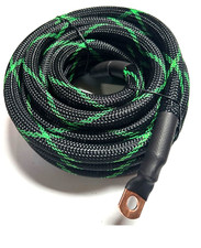 50ft 1/0 Gauge BLACK/GREEN SNAKESKIN OFC Wire Strands Copper Marine Cable AWG